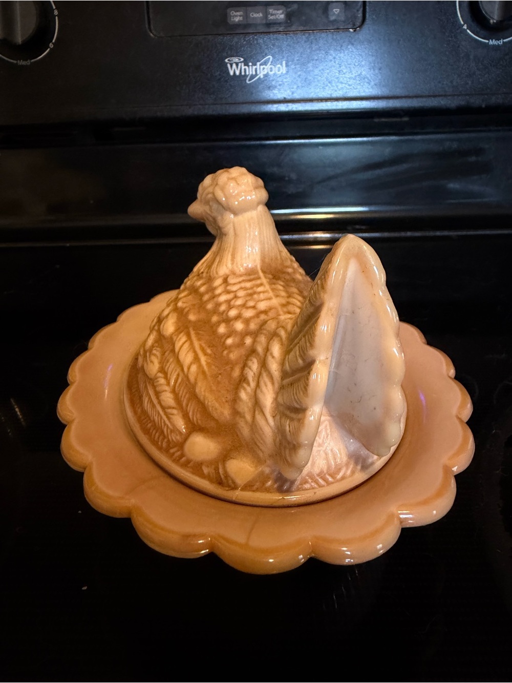 Vintage Mosser Chocolate slag glass nesting hen, like new. - Picture 3 of 16